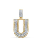10kt Two - tone Gold Men's Round Diamond U Initial Letter Pendant 1/2 Cttw | Splendid Jewellery - Splendid Jewellery
