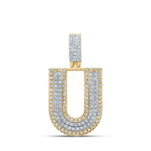 Load image into Gallery viewer, 10kt Two - tone Gold Men's Round Diamond U Initial Letter Pendant 1/2 Cttw | Splendid Jewellery - Splendid Jewellery