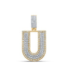10kt Two - tone Gold Men's Round Diamond U Initial Letter Pendant 1/2 Cttw | Splendid Jewellery - Splendid Jewellery
