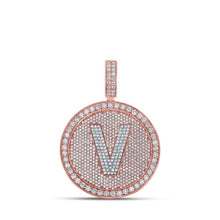 Load image into Gallery viewer, 10kt Two - tone Gold Men's Round Diamond V Initial Letter Charm Pendant - 3 - 3/4 Cttw - Splendid Jewellery