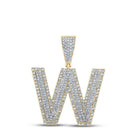 10kt Two - tone Gold Mens Round Diamond W Initial Letter Charm Pendant 1 - 1/3 Cttw - Splendid Jewellery