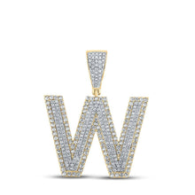 Load image into Gallery viewer, 10kt Two - tone Gold Mens Round Diamond W Initial Letter Charm Pendant 1 - 1/3 Cttw - Splendid Jewellery