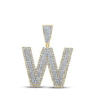 10kt Two - tone Gold Mens Round Diamond W Initial Letter Charm Pendant 1 - 1/3 Cttw - Splendid Jewellery