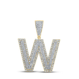 10kt Two - tone Gold Mens Round Diamond W Initial Letter Charm Pendant 1 - 1/3 Cttw - Splendid Jewellery