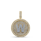 10kt Two - tone Gold Men's Round Diamond W Initial Letter Charm Pendant - 3 - 5/8 Cttw - Splendid Jewellery