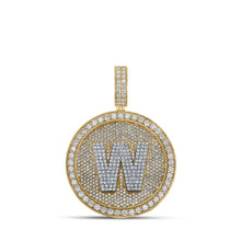 Load image into Gallery viewer, 10kt Two - tone Gold Men's Round Diamond W Initial Letter Charm Pendant - 3 - 5/8 Cttw - Splendid Jewellery