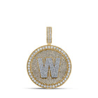 10kt Two - tone Gold Men's Round Diamond W Initial Letter Charm Pendant - 3 - 5/8 Cttw - Splendid Jewellery