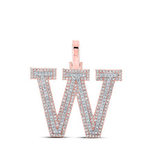 Load image into Gallery viewer, 10kt Two - tone Gold Men's Round Diamond W Initial Letter Pendant - 3/4 Cttw - Splendid Jewellery