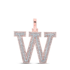 10kt Two - tone Gold Men's Round Diamond W Initial Letter Pendant - 3/4 Cttw - Splendid Jewellery