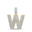 10kt Two - tone Gold Mens Round Diamond W Initial Letter Pendant 3/4 Cttw - Splendid Jewellery