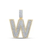 10kt Two - tone Gold Mens Round Diamond W Initial Letter Pendant 3/4 Cttw - Splendid Jewellery