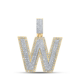 10kt Two - tone Gold Mens Round Diamond W Initial Letter Pendant 3/4 Cttw - Splendid Jewellery