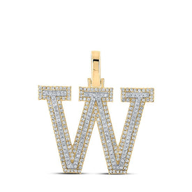 10kt Two - tone Gold Men's Round Diamond W Initial Letter Pendant 3/4 Cttw | Splendid Jewellery - A Dazzling Diamond Charm Pendant for Men - Splendid Jewellery