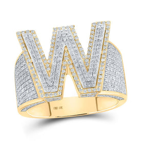 10kt Two - tone Gold Men's Round Diamond W Initial Letter Ring - 1 - 1/3 Cttw | Splendid Jewellery - Splendid Jewellery