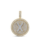 10kt Two - tone Gold Men's Round Diamond X Circle Letter Charm Pendant - 3 - 3/4 Cttw - Splendid Jewellery