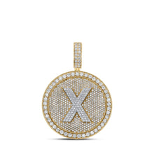 Load image into Gallery viewer, 10kt Two - tone Gold Men's Round Diamond X Circle Letter Charm Pendant - 3 - 3/4 Cttw - Splendid Jewellery