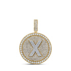 10kt Two - tone Gold Men's Round Diamond X Circle Letter Charm Pendant - 3 - 3/4 Cttw - Splendid Jewellery