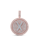 10kt Two - tone Gold Men's Round Diamond X Circle Letter Charm Pendant - 3 - 3/4 Cttw | Splendid Jewellery - Splendid Jewellery
