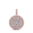 10kt Two - tone Gold Men's Round Diamond X Circle Letter Charm Pendant - 3 - 3/4 Cttw | Splendid Jewellery - Splendid Jewellery
