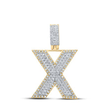Load image into Gallery viewer, 10kt Two - tone Gold Mens Round Diamond X Initial Letter Pendant 1/2 Cttw - Splendid Jewellery