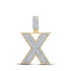 10kt Two - tone Gold Mens Round Diamond X Initial Letter Pendant 1/2 Cttw - Splendid Jewellery