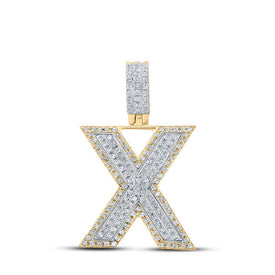 10kt Two - tone Gold Mens Round Diamond X Initial Letter Pendant 1/2 Cttw - Splendid Jewellery