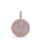10kt Two - tone Gold Men's Round Diamond Y Initial Charm Pendant - 3 - 7/8 Cttw - Splendid Jewellery