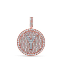 Load image into Gallery viewer, 10kt Two - tone Gold Men's Round Diamond Y Initial Charm Pendant - 3 - 7/8 Cttw - Splendid Jewellery
