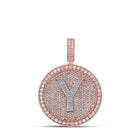 10kt Two - tone Gold Men's Round Diamond Y Initial Charm Pendant - 3 - 7/8 Cttw - Splendid Jewellery