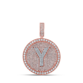 10kt Two - tone Gold Men's Round Diamond Y Initial Charm Pendant - 3 - 7/8 Cttw - Splendid Jewellery