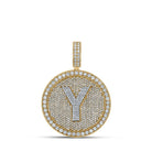 10kt Two - tone Gold Men's Round Diamond Y Initial Letter Charm Pendant - 3 - 7/8 Cttw | Splendid Jewellery - Splendid Jewellery