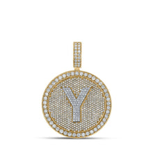 Load image into Gallery viewer, 10kt Two - tone Gold Men's Round Diamond Y Initial Letter Charm Pendant - 3 - 7/8 Cttw | Splendid Jewellery - Splendid Jewellery