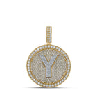 10kt Two - tone Gold Men's Round Diamond Y Initial Letter Charm Pendant - 3 - 7/8 Cttw | Splendid Jewellery - Splendid Jewellery