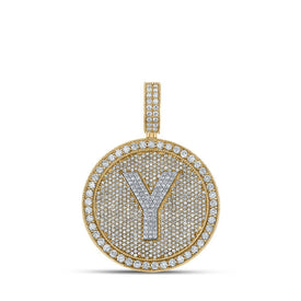 10kt Two - tone Gold Men's Round Diamond Y Initial Letter Charm Pendant - 3 - 7/8 Cttw | Splendid Jewellery - Splendid Jewellery