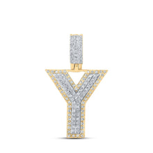 Load image into Gallery viewer, 10kt Two - tone Gold Men's Round Diamond Y Initial Letter Pendant 3/8 Cttw - Splendid Jewellery