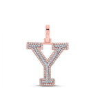 10kt Two - tone Gold Men's Round Diamond Y Initial Letter Pendant 3/8 Cttw - A Dazzling Statement Piece by Splendid Jewellery - Splendid Jewellery