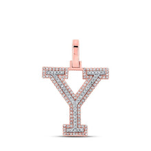 Load image into Gallery viewer, 10kt Two - tone Gold Men's Round Diamond Y Initial Letter Pendant 3/8 Cttw - A Dazzling Statement Piece by Splendid Jewellery - Splendid Jewellery