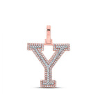 10kt Two - tone Gold Men's Round Diamond Y Initial Letter Pendant 3/8 Cttw - A Dazzling Statement Piece by Splendid Jewellery - Splendid Jewellery