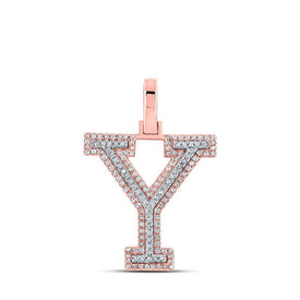 10kt Two - tone Gold Men's Round Diamond Y Initial Letter Pendant 3/8 Cttw - A Dazzling Statement Piece by Splendid Jewellery - Splendid Jewellery