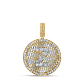 10kt Two - tone Gold Men's Round Diamond Z Initial Letter Charm Pendant - 3 - 3/4 Cttw - Splendid Jewellery - Splendid Jewellery