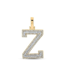 Load image into Gallery viewer, 10kt Two - tone Gold Men's Round Diamond Z Initial Letter Pendant - 3/8 Cttw - Splendid Jewellery
