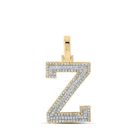 10kt Two - tone Gold Men's Round Diamond Z Initial Letter Pendant - 3/8 Cttw - Splendid Jewellery