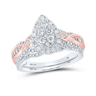 10kt Two - tone Gold Teardrop Diamond Bridal Wedding Ring Set - A Captivating Union of Elegance and Brilliance - Splendid Jewellery