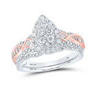 10kt Two - tone Gold Teardrop Diamond Bridal Wedding Ring Set - A Captivating Union of Elegance and Brilliance - Splendid Jewellery