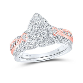 10kt Two - tone Gold Teardrop Diamond Bridal Wedding Ring Set - A Captivating Union of Elegance and Brilliance - Splendid Jewellery