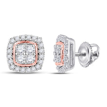 Load image into Gallery viewer, 10kt Two - tone Gold Women's Radiant Diamond Square Earrings - Splendid Jewellery