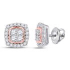 10kt Two - tone Gold Women's Radiant Diamond Square Earrings - Splendid Jewellery