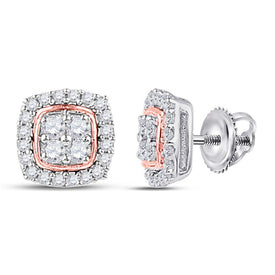 10kt Two - tone Gold Women's Radiant Diamond Square Earrings - Splendid Jewellery