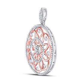10kt Two - tone Gold Womens Round Diamond Circle Pendant 1/2 Cttw | Eternal Brilliance Pendant - Splendid Jewellery