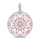 10kt Two - tone Gold Womens Round Diamond Circle Pendant 1/2 Cttw | Eternal Brilliance Pendant - Splendid Jewellery